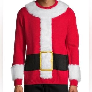 Men’s Santa Suit Fur Sweater Medium (38-40) Christmas Ugly Holiday Party Sweater